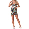 thumbnail image 2 of INSPIRE CHIC Women's Satin Lounge Set Sleeveless Cami Shirt Nightwear Sleepwear Pajama Sets S Black Colorful Flowers, 2 of 6