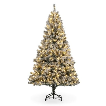 TROPOW 6FT Pre-Lit White Christmas Tree with 250 Warm White LED Lights & 800 Branch Tips - Artificial Pine Tree with Foldable Base for Home, Office & Party Decoration