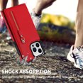 thumbnail image 6 of Dteck Leather Wallet Case for iPhone 13 Pro Max Flip Folding Case with RFID Blocking Card Slots Zipper Pocket Kickstand Detachable Handstrap Shockproof Purse Case For iPhone 13 Pro Max,Red, 6 of 8