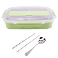 thumbnail image 1 of 304 Stainless Steel Lunch Box Heat Insulation Food Container with Chopstick and Spoon (Green), 1 of 7