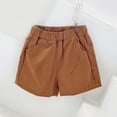thumbnail image 2 of hoksml Back to School Girls Elastic Waist Cotton Chino Shorts Casual Playwear Shorts with Pockets, 2 of 6