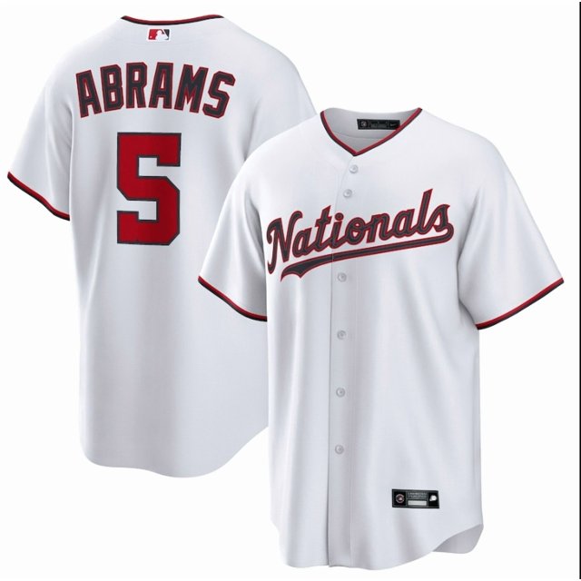 Camiseta clásica de béisbol blanca de local de CJ Abrams de los Washington Nationals, con número de estrella bordado.-XXXL