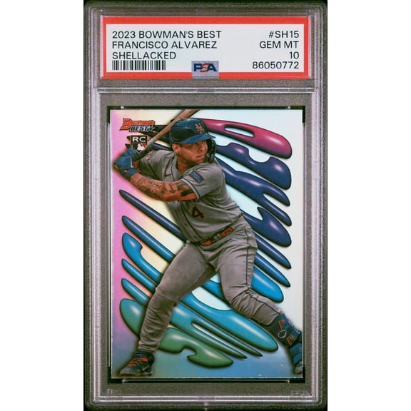 Graded 2023 Topps Bowmans Best Francisco Alvarez #SH15 Shellacked Rookie RC Baseball Card PSA 10 Gem Mint