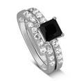 thumbnail image 2 of Luxurious 1.50 Carat Princess cut Black and White Diamond Wedding Ring Set, 2 of 4