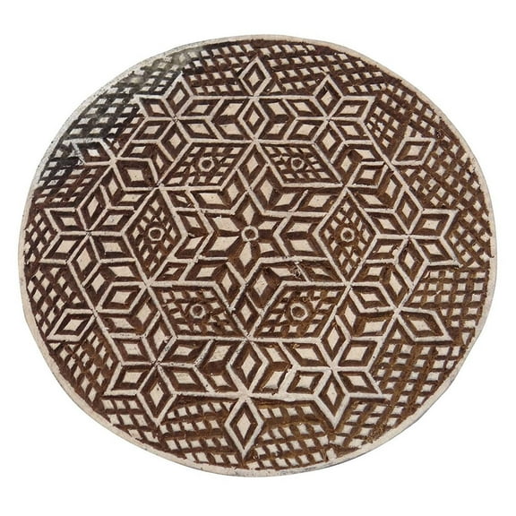 Wooden Printing Block Floral Design Hand Carved Textile Printer Stamp