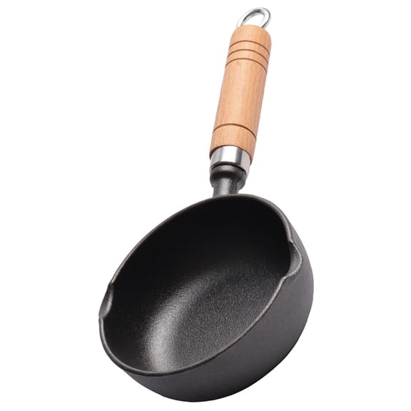 PTOOTP Black Cast Iron Saucepan with Wood Handle for Home and Bakeries