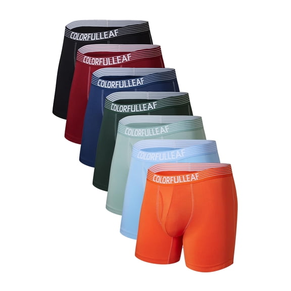 MAYFISH Mens Underwear Soft Bamboo Rayon Boxer Briefs Breathable Open Fly Underwear Multipack(7C,L)