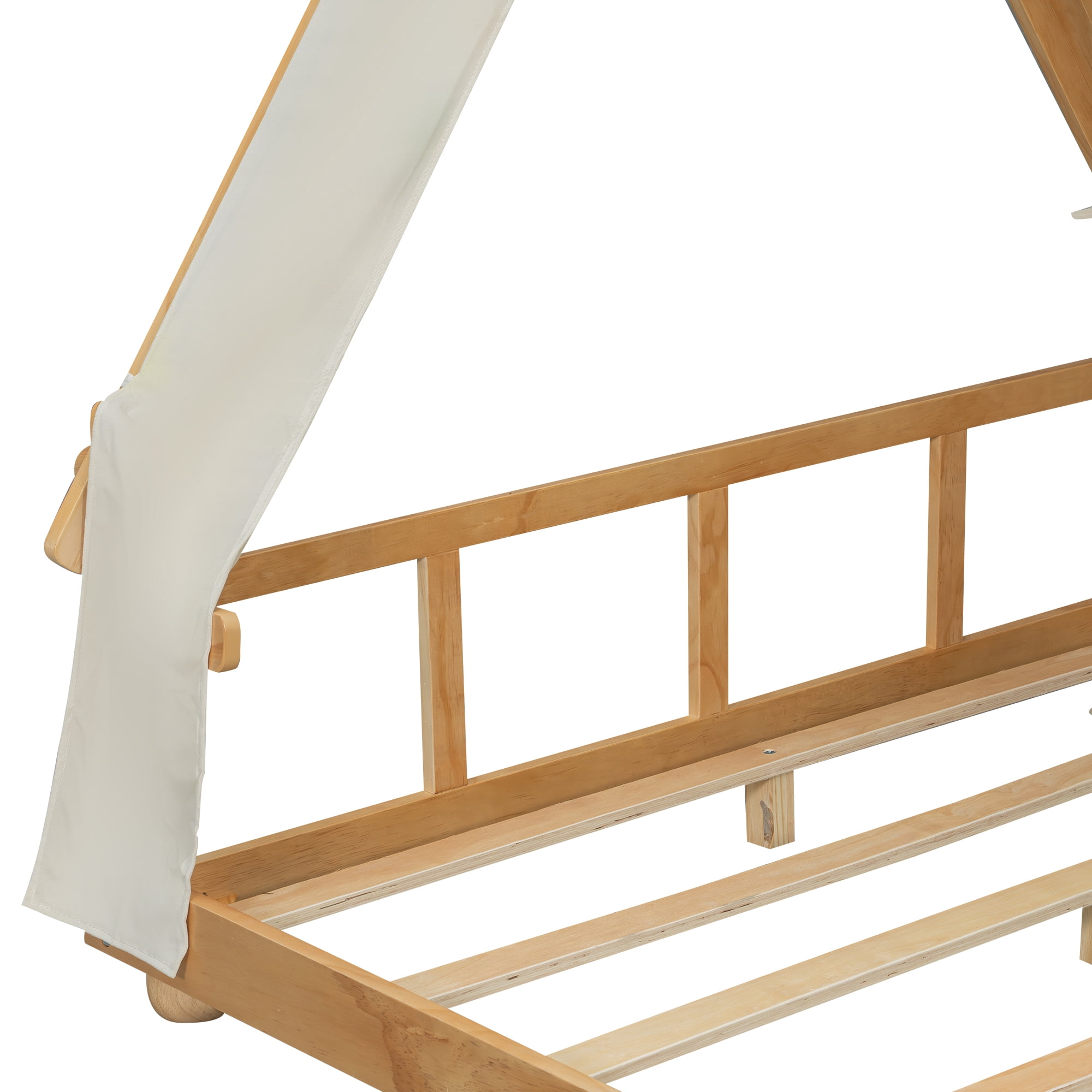 Full Size House Bed with Tent and Light,White