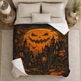 thumbnail image 5 of Spooky Haunted Village Halloween Moon, Festive Halloween Scene, Warm Flannel Blanket for Living Room and Family Room, Art Lovers Halloween Gift, Festive Home Decor, 5 of 9