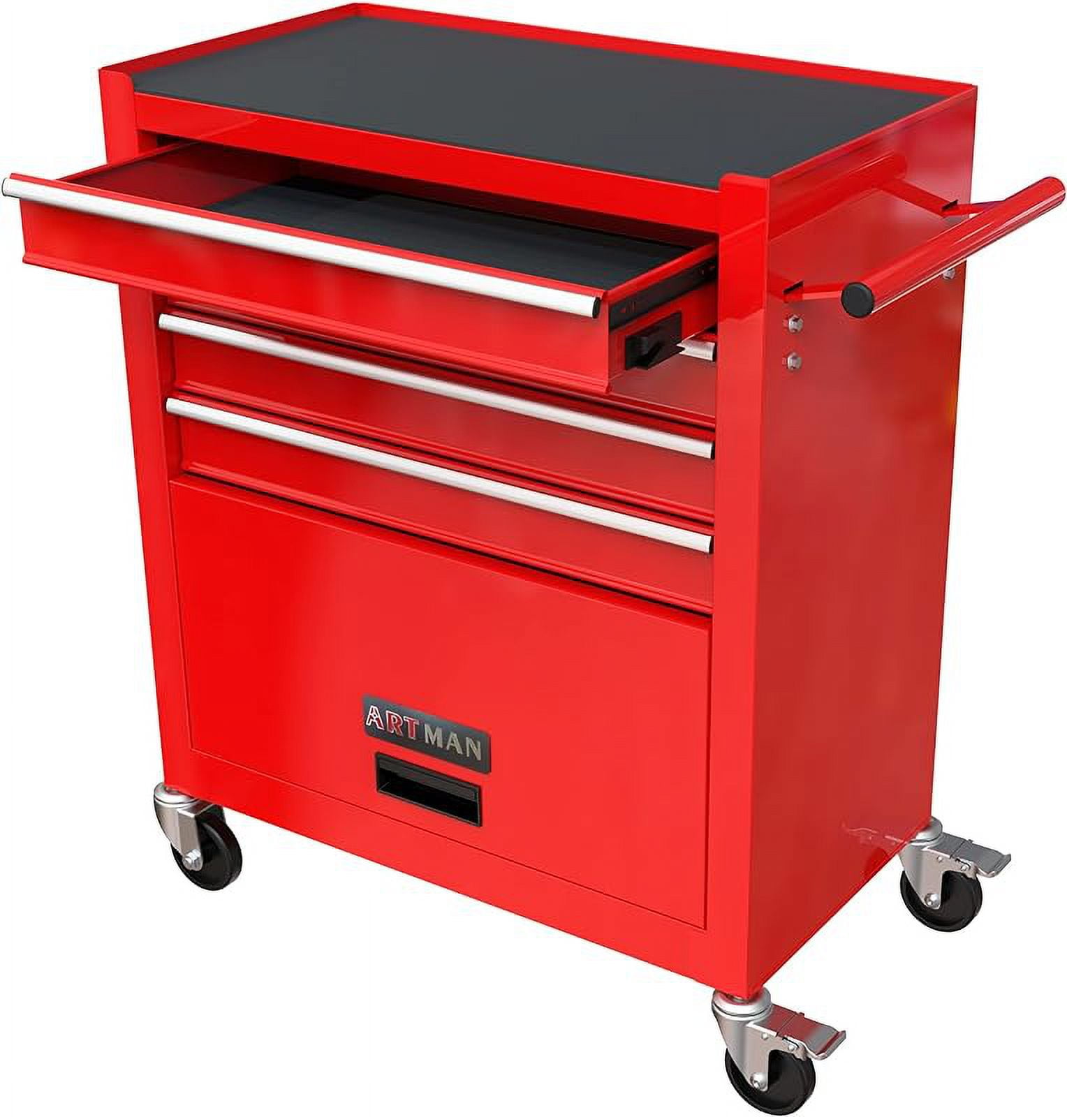 233-piece mechanics tool set, household tool kit with 4-drawer heavy duty metal tool cabinet, portable tool box for home/auto repair-gift for men (red)