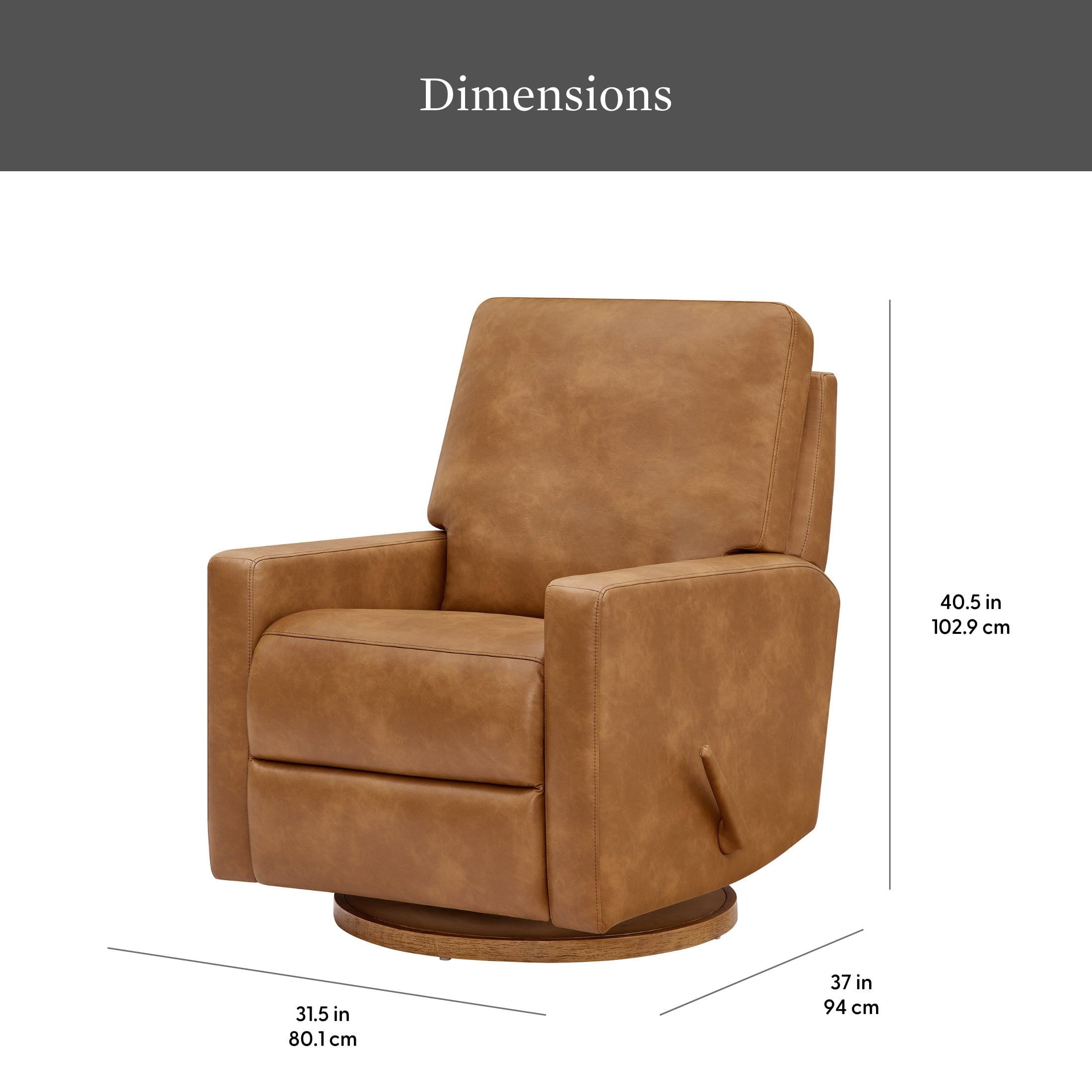 Better Homes & Gardens Modern Farmhouse Swivel Glider Recliner, Camel Faux Leather