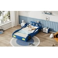 thumbnail image 7 of MAYEERTY Twin Wooden Race Car Bed with Wheels for Teens' Bedroom Blue & Yellow, 7 of 7
