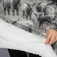 thumbnail image 3 of Oversized Wearable Blanket Hoodie,Gray Highland Cow Group Pattern Sherpa Blanket Hoodie with Super Pockets,Super Warm Fuzzy Pullover for Women & Men, 3 of 6