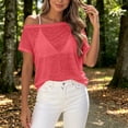 thumbnail image 3 of Posijego Mesh Tops for Women Short Sleeve See Through Shirts Summer Casual Lightweight Beach Vacation Swim Cover-up T-Shirts, 3 of 6