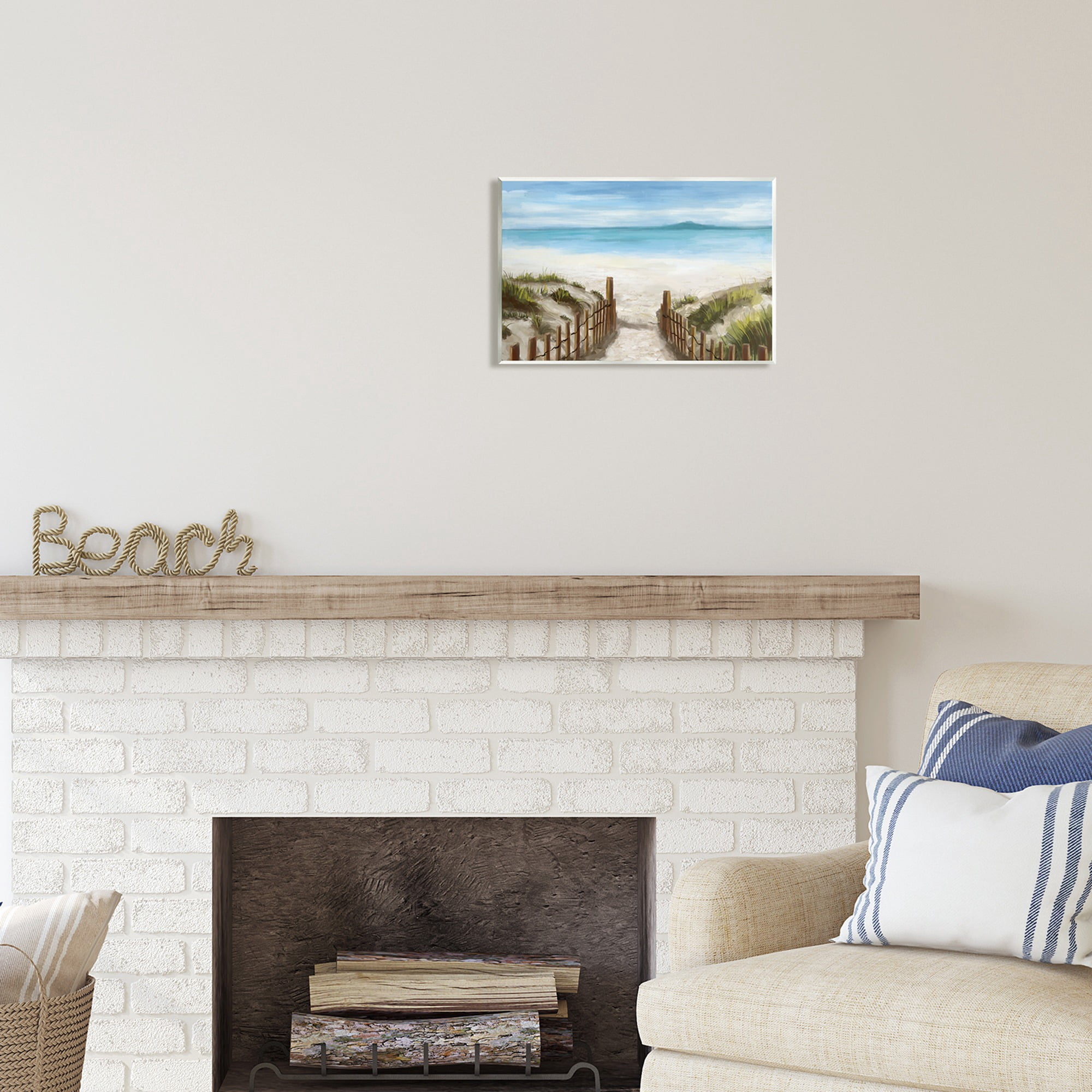 Stupell Industries Beach Pathway to Shore Nature Painting Unframed Art Print Wall Art, 15 x 10