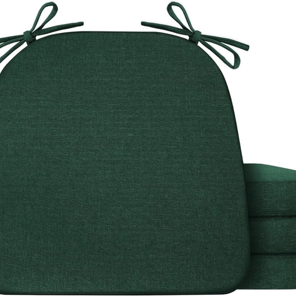 Chair Cushions for Dining Chairs Set of 4, Non Slip Kitchen Chair Pads, 17" x 16" x 2", Indoor Dining Chair Cushions with Ties, D-Shaped Seat Cushions for Kitchen Chairs, Dark Green