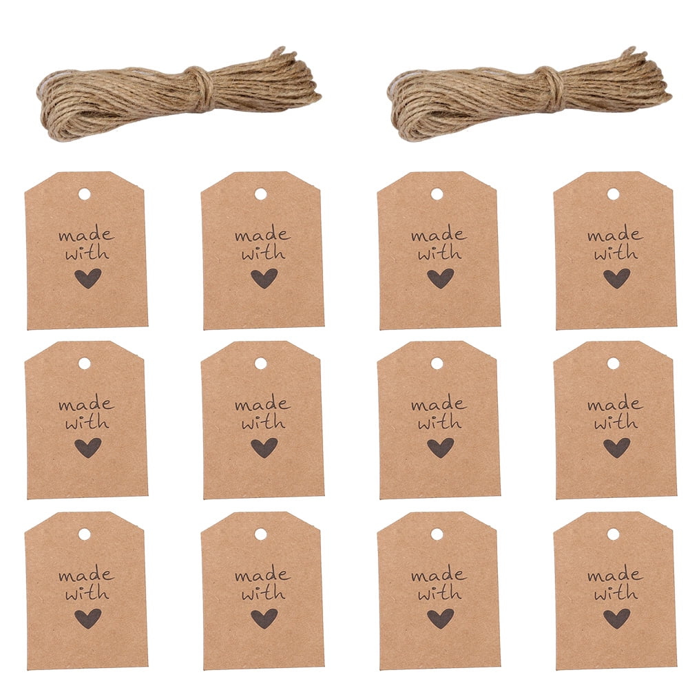 100pcs Hanging Gift Bag Labels Kraft Paper DIY Baking Gift Wishing Tags ...