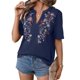thumbnail image 1 of Camisas Mexicanas para Mujer, Blusa Tradicional de Verano Bordada, Túnica Floral, Cuello en V, Camiseta de Corta. Azul Marino S, 1 of 8