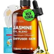 Gya Labs Jasmine Essential Oil with Aromatherapy stone - 4 fl oz - Indian Floral Scent for Diffuser, Skincare, Hair Care & DIY