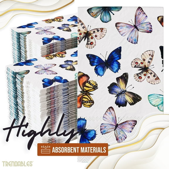 200 Floral Napkins, Guest Disposable Dinner Napkins - 2 Ply for Tea Party Decor, Hand Towels - Crown Display