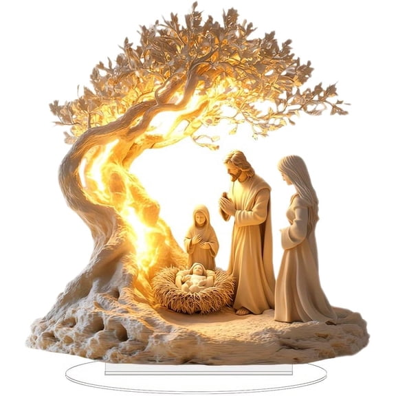 2D Jesus Birth Figurine Christmas Statue Gift Collection for Home Decor Artwork