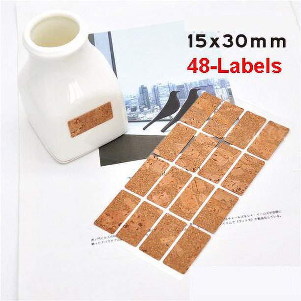Etiquetas adhesivas de madera para cocina, organizador de tarros y botellas, etiquetas adhesivas para embalaje y sellado de álbumes, 24 o 48 unidades