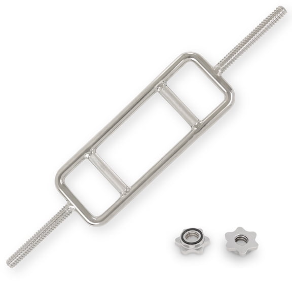 Sunny Health & Fitness 34” Threaded Chrome Tricep Bar with Star-Lock Collars- SF-SB02-34