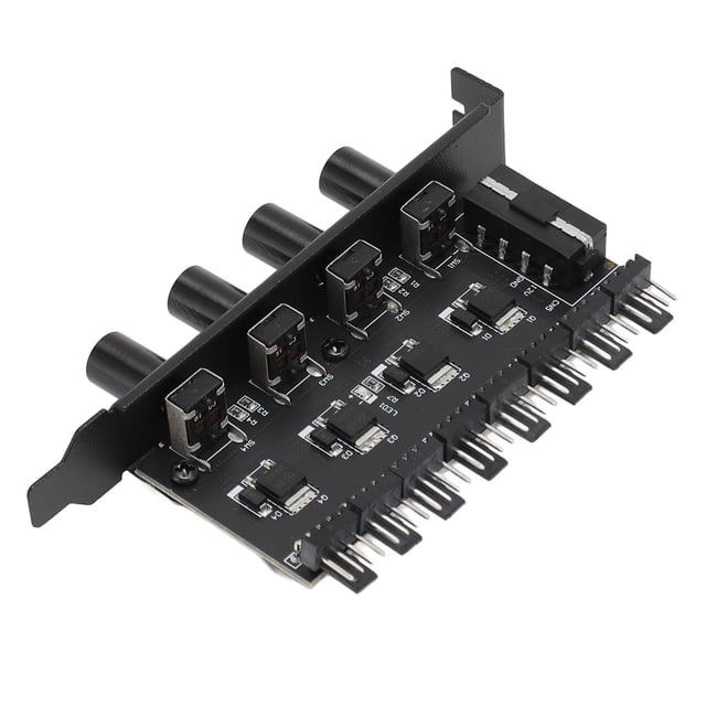 4 Knob Cooling Fan Speed Controller, 4PIN / 3PIN Interface Easy Installation PC 8 Channels Fan Hub Stepless Speed Control PCI Slot for CPU HDD VGA PWM Fans