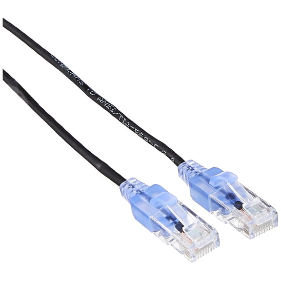 RiteAV Cat6A 20ft Black 5-Pk Patch Cable UTP 30AWG 10G Pure Bare Copper Snagless RJ45 SlimRun Series Ethernet Cable