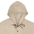 thumbnail image 4 of Paiyanr Cotton Linen Sets for Men Summer Breathable Hooded Shirts Pants 2 Piece Outfits Solid Color Casual Long Sleeve Drawstring Waist Beach Pants Sets, 4 of 9