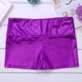 thumbnail image 5 of Mufeng Girls Shiny Metallic Dance Shorts for Ballet Gymnastic Jazz Hip-hop Sparkle Tumbling Bottoms Purple 12, 5 of 6