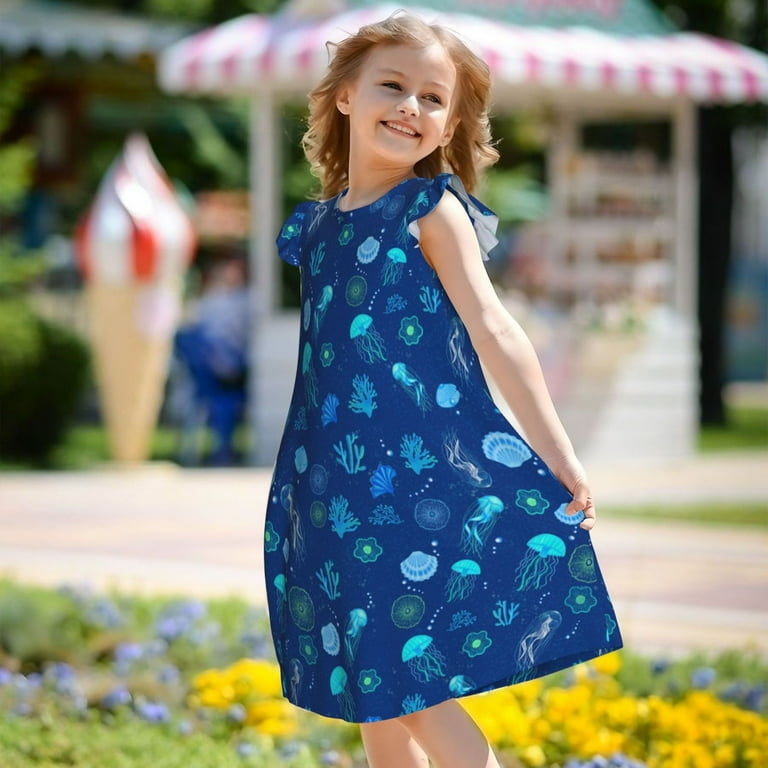 Blue Jellyfish Shell Coral Girls Nightgowns Toddler Girl Pajamas Nightgowns Princess Sleepwear Night Dress Nightgowns for Girls Walmart