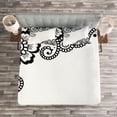 thumbnail image 3 of Ambesonne East Quilted Bedspread Set 3 Pcs, Floral Oriental Art Ornament, King Size, White Black, 3 of 3