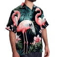 thumbnail image 2 of Flamingo Tropical Rainforest Men's Short Sleeve Button Down Casual Beach Printed Shirts, 2 of 6