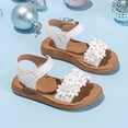 thumbnail image 4 of kpoplk Girls Strap Sandals Open Toe Outdoor Flats with Hook and Loop Kid Summer Shoes for Girls(Beige,12), 4 of 7