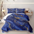 thumbnail image 2 of Erosebridal Blue Gold Marble Twin Quilt Set,Modern Abstract Art Twin Coverlet Set For Adults,2pcs, 2 of 7