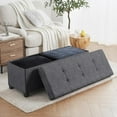 thumbnail image 2 of PRZL 43 Inch Folding Storage Ottoman with Storage Bench, Long Large Storage Ottoman Bench, Storage Chest, Foot Rest Stool, Bedroom Bench with Storage - Charcoal Gray, 2 of 16