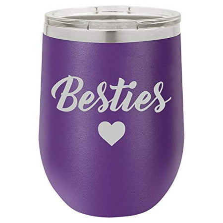 12 oz Double Wall Vacuum Insulated Stainless Steel Stemless Wine Tumbler Glass Coffee Travel Mug With Lid Besties Best Friend (M&p Sport Best Price)
