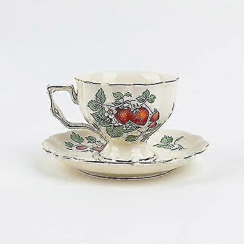 Kettle Teapot Tea Kettle French Retro Teapot Coffee Cup Set Gold Edge Cup Saucer Strawberry Flower Big Teacup English Afternoon Tea Restaurant Bar Caf