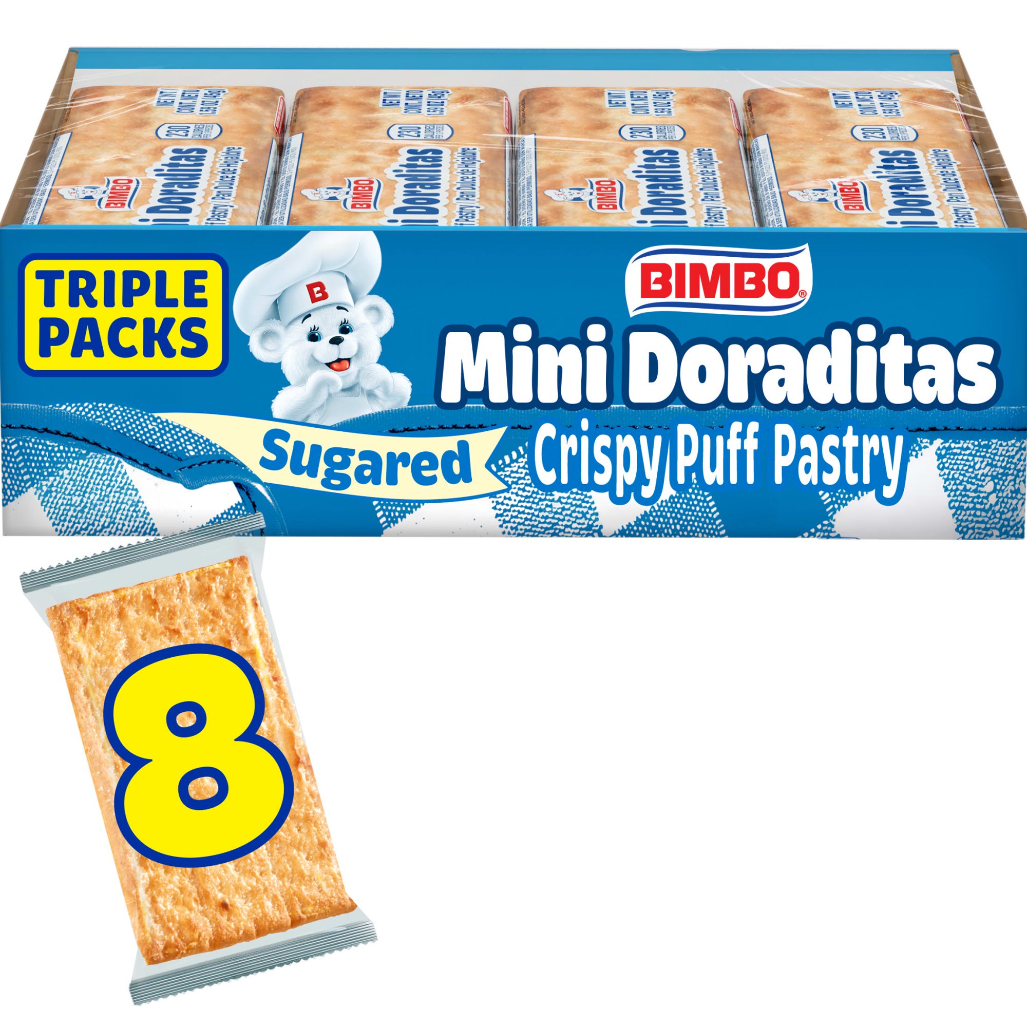 Bimbo Mini Doraditas Sugar Crispy Puff Pastry, 8 triple packs, Pastries, 12.72 oz Multipack