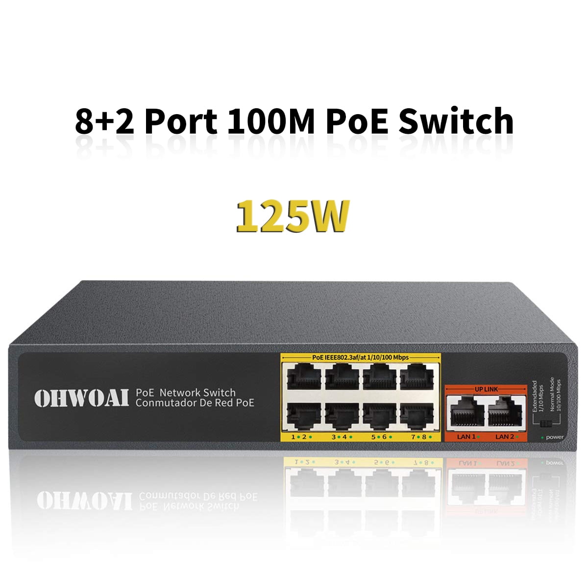 locker Tilbageholde læbe POE+ Switch, OHWOAI 8 Port Network Ethernet Switch, POE Injector, Ethernet  Hub, Power over Ethernet Switch - Walmart.com