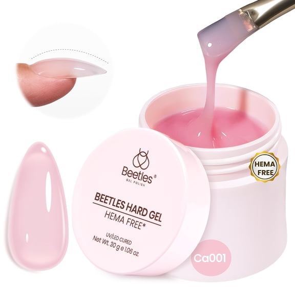 Beetles Builder Gel for Nails, Jelly Pink 30g 9 in 1 HEMA-Free Hard Gel for Nail Extensions and Strengthening