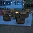 thumbnail image 3 of Gymojoy 5-Piece Patio Furniture Set with Rectangular Fire Pit Table, Swivel Rocking Chairs, Outdoor High Back Wicker Rattan Conversation Set with 4-inch Gray Cushions, 3 of 17
