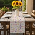 thumbnail image 3 of Spring Flowers Cotton Linen Table Runner Watercolor Purple Yellow Floral Purple Dragonfly Linen Texture Dining Table Runners for Home Decor Party Dining Room Restaurant Kitchen 13" x 48", 3 of 8