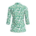 thumbnail image 3 of Uorisanigo Flower Golf Ball Womens Moisture Wicking Casual Tennis Activewear Comfortable Breathable Athletic Polo Workout Tops 3/4 Sleeve Fashion Outing Wear for Women Size S, 3 of 7