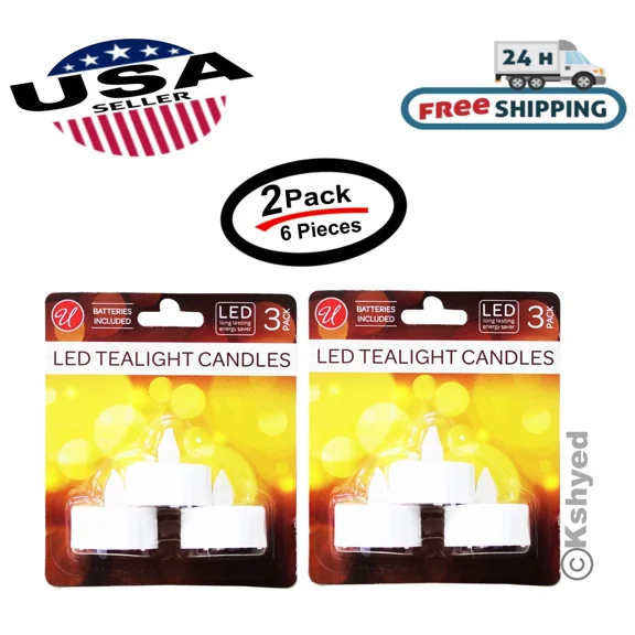 Zyler - 6 Pcs Battery Operated Led Flameless Tea Light Candles Long Lasting (2 Pack)