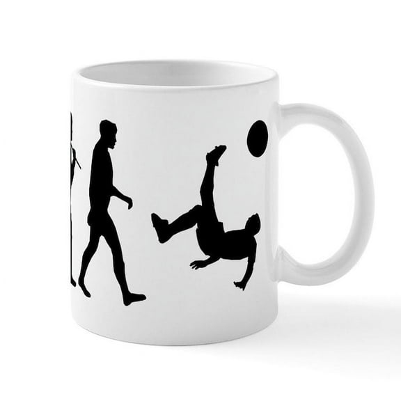 CafePress - Soccer Evolution Mug - 11 oz Ceramic Mug - Novelty Coffee Tea Cup