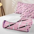 thumbnail image 4 of Castle Fairy Graffiti Cross Line Bed Spread Queen 3pcs,Abstract Minimalist Stripes Queen Coverlet Set,Pink Purple Black,1 Quilt and 2 Pillowcases, 4 of 7