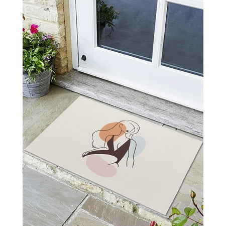 

Indoor Outdoor Mats Abstract Sexy Female Line Prints Door Mat Non-Slip Absorbent Resist Dirt Entrance Mat Washable Welcome Mats for Entryway Low-Profile Floor Mats