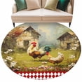 thumbnail image 2 of Round Area Rug 8 Ft, Farmhouse Rooster Washable Non-Slip Circle Carpet for Living Room/Bedroom, Vintage Rustic Plants Oil Painting Collection Low-Profile Large Area Rugs for Indoor, 2 of 7